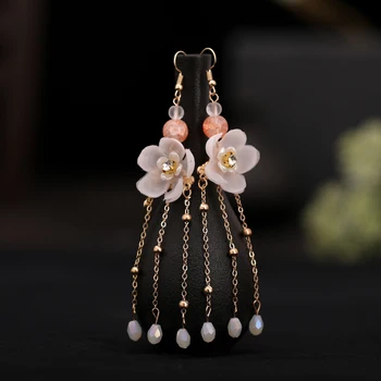 Chinezii Par Lung Stick tiara Diadema Femei Accesorii de Par Floare de Cristal Pearl Ace de Păr lucrate Manual, Bijuterii de Păr Accesorii
