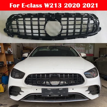 Auto styling Mijlocul grila pentru Mercedes-Benz E-class W213 2020 2021 AMG GT plastic ABS Argintiu Negru bara fata Grila Centru