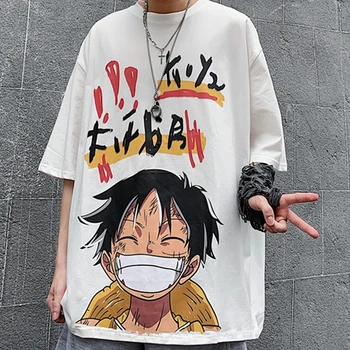 Harajuku Graphic T Camasa pentru Barbati Femei Streetwear Anime One Piece Luffy Tricou de Vara cu Maneci Scurte Ulzzang Hip Hop Tee Topuri