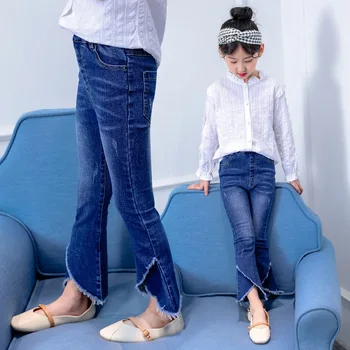 Fete Blugi Toamna Anului 2019 Stil Nou Copii Evazate Pantaloni De Moda Pentru Copii Pantaloni Din Denim Fetita Haine 3 4 6 7 8 9 10 11 Ani