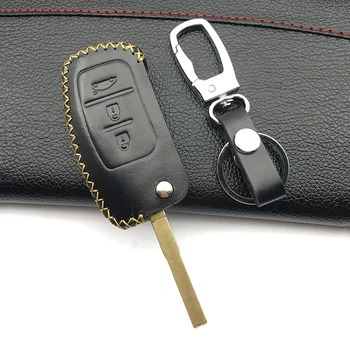 De înaltă calitate auto-acoperă auto din piele, portchei din piele lanț cheie inel cu capac pentru Ford Focus 2 MK2, 3 butoane Cheie Shel