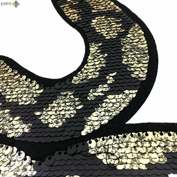 2pc Șarpe Mare Reversibile Sequin Patch Șarpele cu Margele Aplicatiile de Animale Patch-uri Pentru Îmbrăcăminte Aplici Parches Fier Pe AC1373