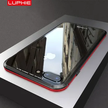 Luphie Magnetic de Caz pentru iPhone XS Max Cazul XR 8 7 Plus 360 de Grade Coperta intreaga Fata Spate de Sticla de Caz pentru iPhone 7 8 X Magnet Caz