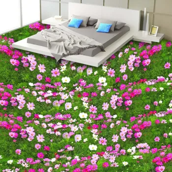 Personalizate de Podea 3D Wallpaper Flori de Camera de zi Dormitor Baie Etaj picturi Murale Purta Non-alunecare rezistent la apa Podea 3D Tapet Autocolant