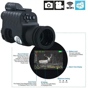 200m Gama Digital de Vânătoare de Noapte Viziune de Aplicare Pușcă Monocular Optic IR Noapte Viziune Vedere Camera Multi-modul imagini și Limbă