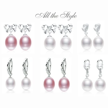 Daimi de Cultură Cercei cu Perle de 8-9MM Naturale Pearl Cercei Argint 925 Cercei Inima //Fluture Picătură Cercei Noi