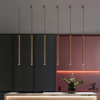 Nordic loft cilindrice lungi candelabre creative aur bronz stick design bucatarie restaurant bar haning lămpi