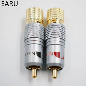4buc NAKAMICHI 10mm Placat cu Aur RCA Mufă de Blocare Non Lipire Mufă RCA Coaxial Conector Adaptor de Priza fabrica de Înaltă Calitate