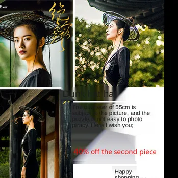Vechi Stil de Fotografie Pălărie Stil Han Costum de Recuzită Cavaler Palarie de Arte Marțiale Cosplay Pălărie de Ploaie Hanfu stil Chinezesc Huamulan