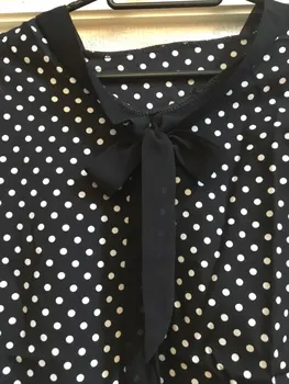 Femei Topuri Casual V Neck Bluza De Vara Primavara Cravată Gâtului Papion Cu Buline Șifon Bluze Tricou Negru Doamnelor Plus Dimensiune Haine Largi