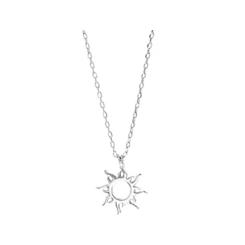 SILVERHOO Argint 925, Bijuterii Minimaliste Soare Pandantiv Colier Pentru Femei la Modă Clavicula Lanț Coliere Cadou de Aniversare