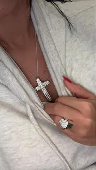 De lux Argint 925 Rafinat Biblie Isus Crucea Pandantiv Colier pentru Femei Barbati Farmec cruce Simulat Bijuterii cu Diamante