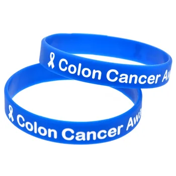 OBH 50PCS Cancer de Colon gradul de Conștientizare cu Panglică Bratara de Silicon Negru și Albastru Inscripționat Logo-ul