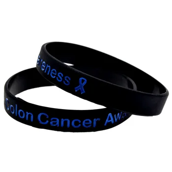 OBH 50PCS Cancer de Colon gradul de Conștientizare cu Panglică Bratara de Silicon Negru și Albastru Inscripționat Logo-ul
