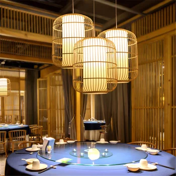 Chineză lampi de bambus art tatami Japonez homestay Hotel Gradina de Bambus agățat lampă de Sud-est Asiatice stil pandantiv lumini