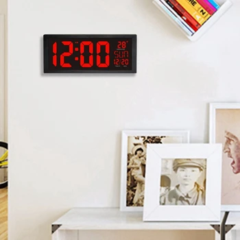 Mare Ecran Electronic De Mare Ceas De Perete Desktop Led-Uri Digitale Ceas Calendar Termometru Lumina Zilei De Economisire De Bucătărie, Ceas Murală Ue
