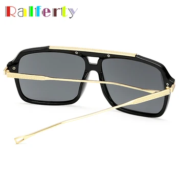 Ralferty Epocă Pătrat ochelari de Soare pentru Barbati Brand de Lux de Aur de Metal Ochelari de Soare Pentru Barbati UV400 Negru Ochelari de Dreptunghi 18003