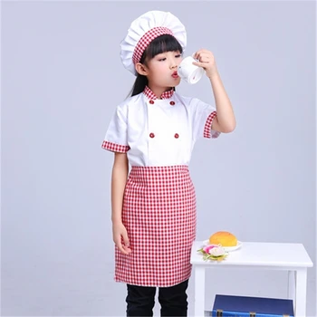 Copiii Chef Uniformă Costum de Halloween Cosplay pentru Copii Bucatarie Cook Petrecere Concurs Culinar Jacheta Șorț Pălărie Uniforme Set