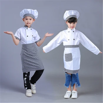 Copiii Chef Uniformă Costum de Halloween Cosplay pentru Copii Bucatarie Cook Petrecere Concurs Culinar Jacheta Șorț Pălărie Uniforme Set