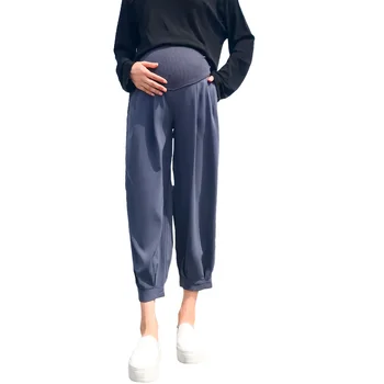 2020 primăvara și toamna femei gravide abdomen pantaloni drepte de push-up culoare solidă talie mare maternitate vrac burta pantaloni