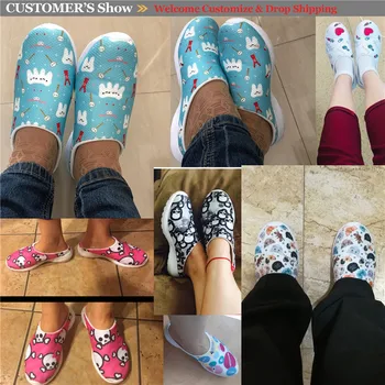 INSTANTARTS Minunat Frunze de Imprimare Aer ochiurilor de Plasă Sandale Femei de Vară Confortabil Alunecare Pe Papuci de Călătorie Beach Flats Zapatos Mujer 2020