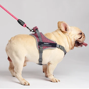 Nailon Reflectorizante Numele Cablajului Vesta Curea Small Medium Large Dog Personalizate Valorifica în Afara Anti-grevă de Companie Ham Lesa Set