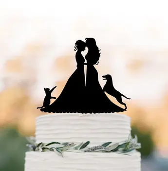 Personalizate Nunta Gay Cake Topper - Același Sex Nuntă,Două Mireasa Nunta Tort Fân, personalizate Lesbiene Decor de Nunta