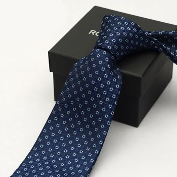 De înaltă Calitate 2019 Albastru Carouri și cravată pentru Bărbați 8cm Profesie Cravata Tradiționale Purta Nunta Gravata cu Cutie de Cadou