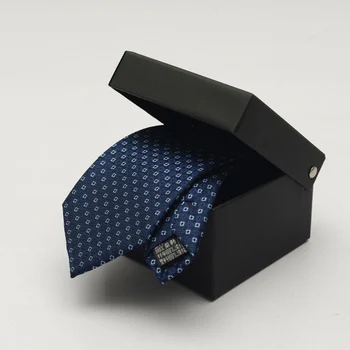 De înaltă Calitate 2019 Albastru Carouri și cravată pentru Bărbați 8cm Profesie Cravata Tradiționale Purta Nunta Gravata cu Cutie de Cadou