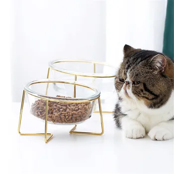 Noi Non-alunecare Cat Boluri Pahare de Unică Boluri cu Aur Stau Pet Food&Water Castroane pentru Caini si Pisici Alimentatoare Produse pentru animale de Companie Pisica Castron