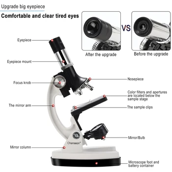 100X-1200X Copii Incepator Microscop Biologic corp metalic cu suport de telefon adaptor de Plastic, Tobogane și Realizarea Cutie