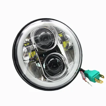 Chrome 5.75 inch Rotund Far cu halo alb LED-uri Faruri Auxiliare Lampa pentru motor Sportster Moto