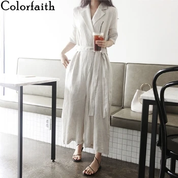 Colorfaith 2020 Noi de Toamna pentru Femei Salopete & Salopetă Casual de Bumbac și Lenjerie de Largi Picior Glezna-Lungime Pantaloni Dantela-Up Costum JS6695