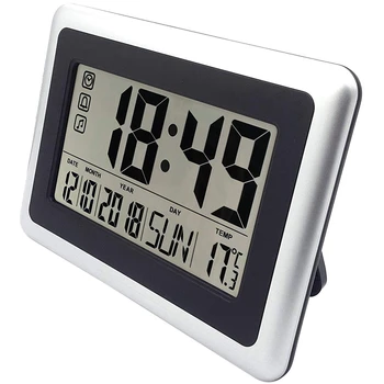 Display Mare Digital Ceas De Perete Tăcut,Birou Raft Ceasuri Cu Baterii Usor De Citit Noptiera Ceas Cu Alarmă Cu Nici Noaptea Lig