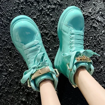 Femeile De Cauzalitate Pantofi Dantela-Up Vulcanizat Pantofi Pantofi De Moda De Blocare Femei Trianers Pantofi 2021 Nou Piele Pentru Femei Sneakers Platforma