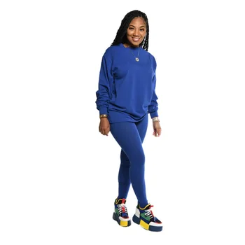 Toamna Femei Trening Solid-Culoare Mâneci Lungi Cămăși Și Pantaloni Casual 2 Bucata Set