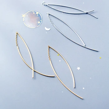 Modian Moda Geometrice Linie Legăna Cercei pentru Femei Autentice Argint 925 cu Lanț Lung Picătură Cercei Bijuterii Fine Bijoux