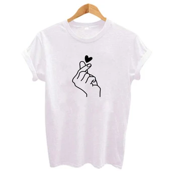 Slim Fit Femei Poliester tricouri Femeie de Moda Drăguț Inima pentru Prieteni Iubitor de Kawaii Tricouri Maneca Scurta de Vara Tricouri Topuri