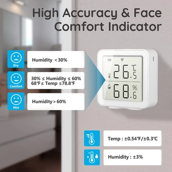 Tuya WIFI Senzor de Temperatură Și Umiditate Interior Higrometru-Termometru Cu Display LCD de Lucru Cu Viață Inteligentă/Alexa Google