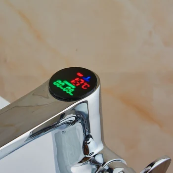 LED Inteligenta Temperatura Digital Display Robinetul de Baie Solid din alama crom bazinul robinet Rece si Apa Calda de Putere robinete