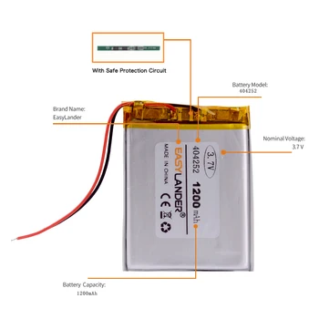 404252 3.7 V 1200mAh baterie Reîncărcabilă li-Polimer Baterie Pentru Kobo Touch E-book, MP3 MP4 Lampe vorbitor jucării Mobile power bank 404050