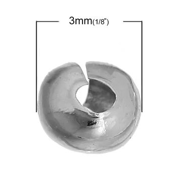 DoreenBeads 500PCs Culoare Argintie Sertizare Margele Acoperă 3mm (B03070), yiwu