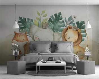 Beibehang tapet Personalizat Nordic Modern, Simplu de Animale Drăguț Elefant Leu Camera Copiilor Fundal pictura murala de Perete tapet 3d