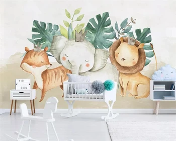 Beibehang tapet Personalizat Nordic Modern, Simplu de Animale Drăguț Elefant Leu Camera Copiilor Fundal pictura murala de Perete tapet 3d