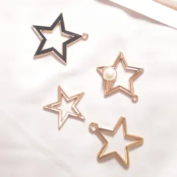 DIY Perla Email aliaj ornamente de păr stea cu cinci colțuri colier pandantiv cercei material de coajă de telefon bijuterii accesorii