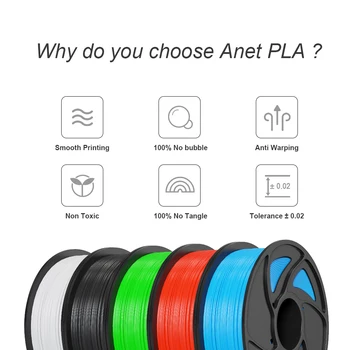 Anet PLA imprimantă 3D cu filament de 1.75 1KG bobină de Înaltă Precizie de ±0,02 mm Filamente din Plastic Imprimare Consumabile pentru Imprimantă 3D