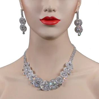 Chran Design Unic Spumante Stras Nunta Seturi de Bijuterii pentru Femei Placat cu Argint Set de Bijuterii de Moda pentru dră de onoare
