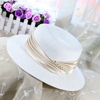 Vara Pălărie de Paie pentru Femei Big Margine Largă Plajă Pălărie Pălărie de Soare Pliabila Bloc de Soare Protectie UV Pearl Pălărie Panama Os Chapeu Feminino