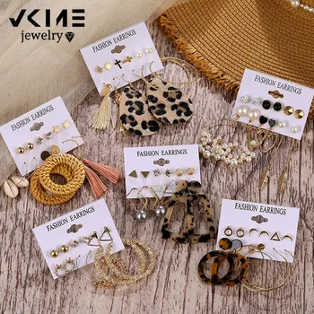 VKME Boem Tassel Cercei Pentru Femei Vintage Coajă Perla Picătură Cercei Set Rattan Legăna Cercei 2020 Brincos Bijuterii din Acril