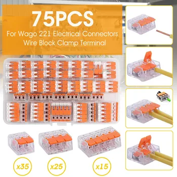 75pcs Electrică Conectori de Sârmă Bloc Terminal Clemă Cablu Mini Reutilizabile Acasă Sârmă Conector Terminal Pentru Wago 221